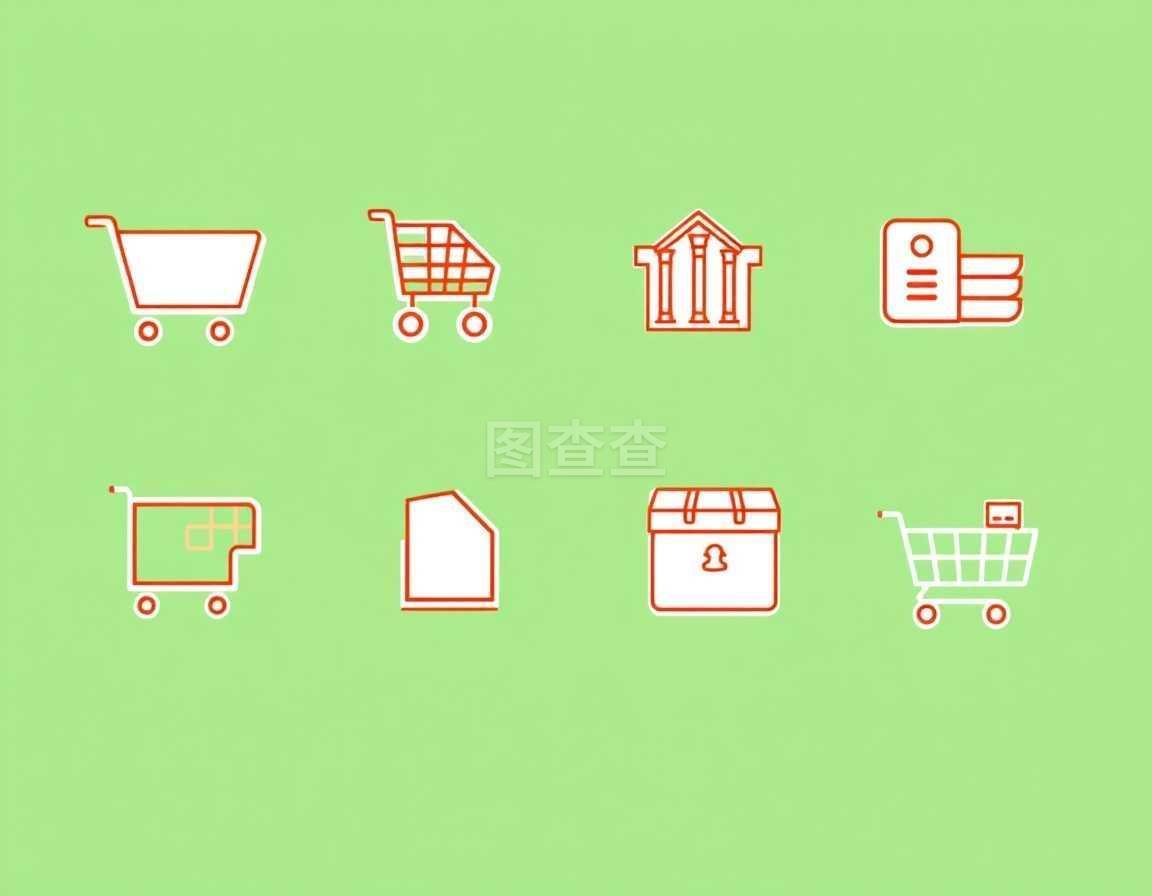 绿色背景电子商贸行图示设计与商贸应用解析